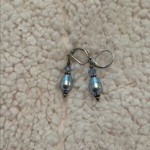 Elegant Silver and Blue Pierced Drop Earrings